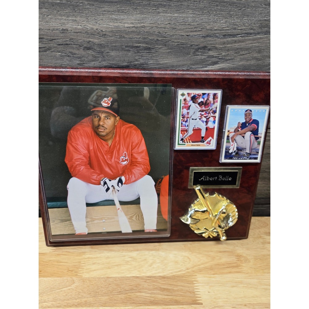 Albert Belle Cleveland Indians Baseball Plaque with Upper Deck Trading Cards